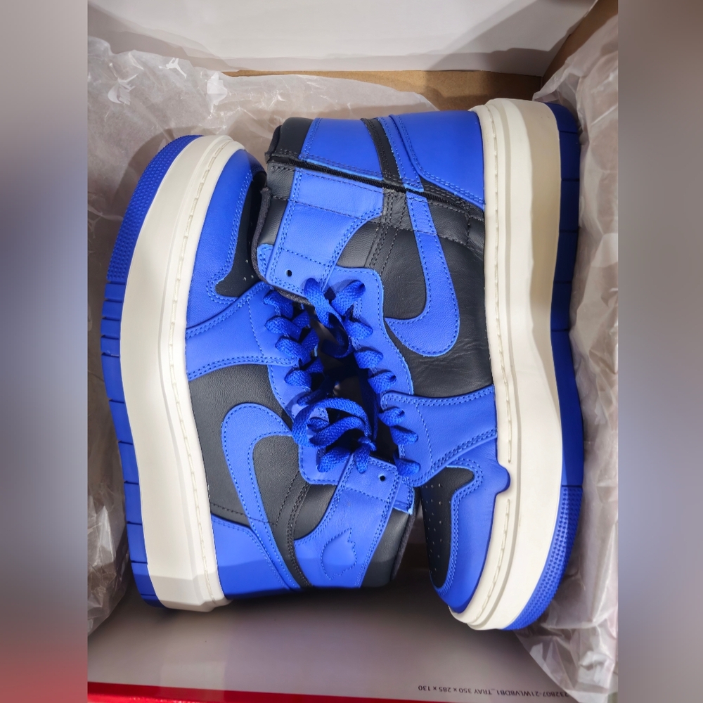 Blue and Black High-Top Sneaker Wedge By Nike Jordan
